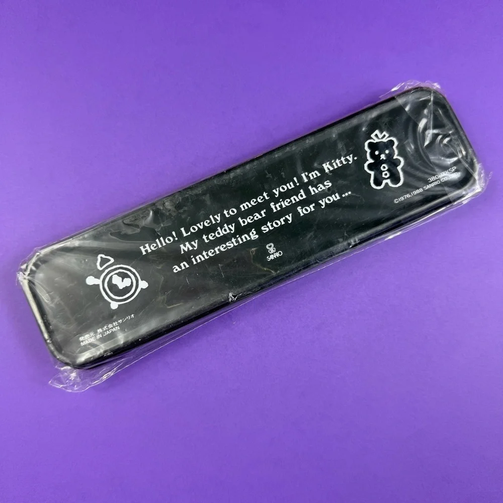 1988 Vintage Sanrio Hello Kitty Tin Black and White Pencil Case